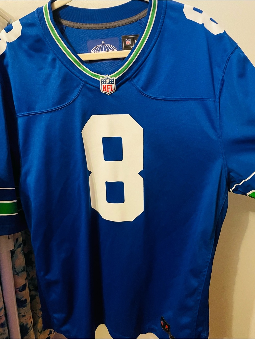 NFL Seattle Seahawks Royal Blue Jersey with Gold Trim and White NFL Shield